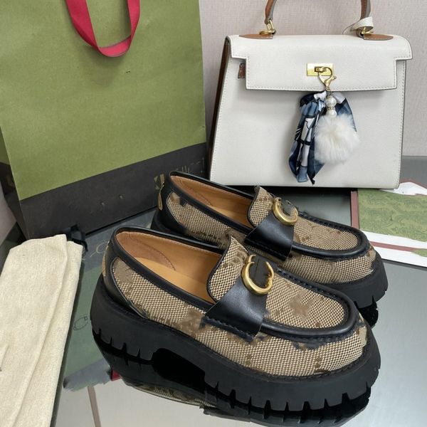 

women branded g letter dress shoes autumn spring womens british style bee snake tiger loafers platform shoes leather square round head loafe, Black