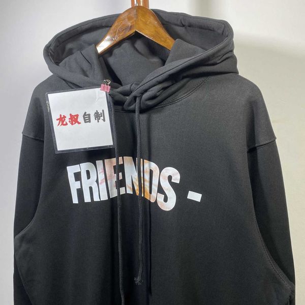 

hoodie for men vlog fashion long cotton designer sweater g pink blue friends print autumn winter hooded high street loose couple casual leis, Black
