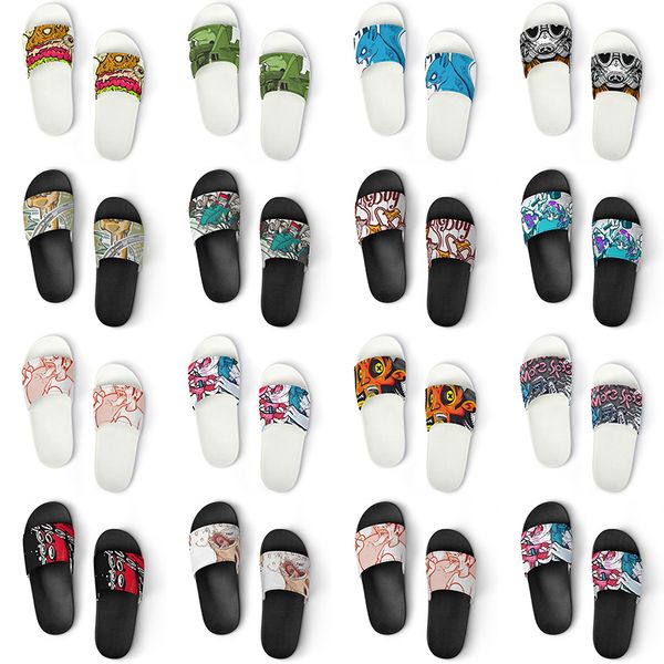 

men women custom slippers shoes artoon animal design diy word black white blue red mens trainer 022