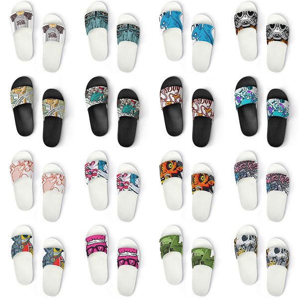 

men women custom slippers shoes artoon animal design diy word black white blue red mens trainer 154