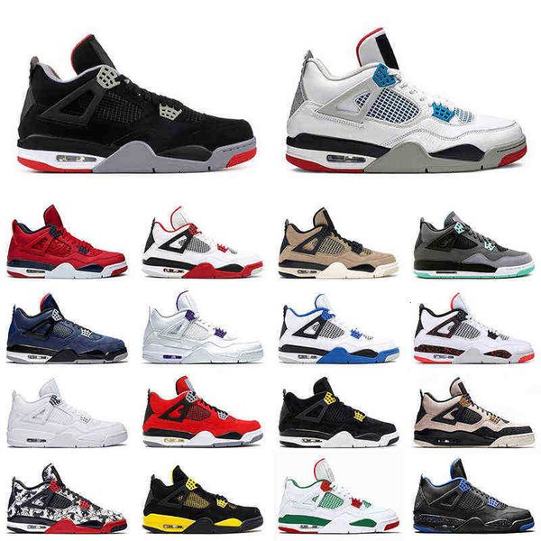 

4s men outdoor shoes jumpman 4 bred university blue sail what the mens sport sneakers size 5.5-13, Black
