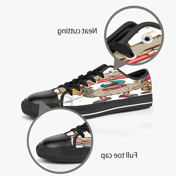 

men women diy custom shoes low canvas skateboard sneakers triple black customization uv printing sports sneakers daishu 161-13