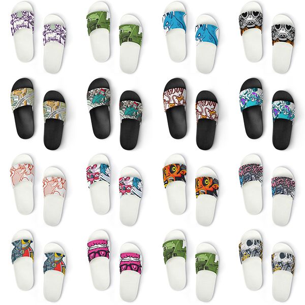 

men women custom slippers shoes artoon animal design diy word black white blue red mens trainer 121