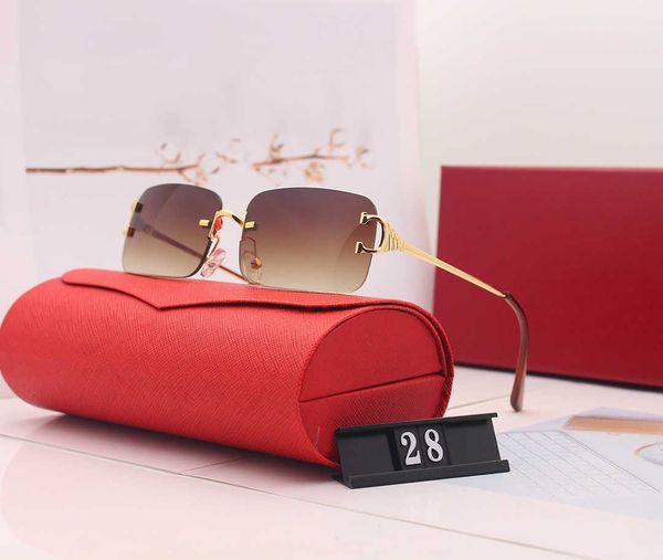 

28 carti man glasses designer sunglasses women fashion frameless rectangle coating buffalo horn sunglass uv400 evidence eyeglass mens eyewea, White;black