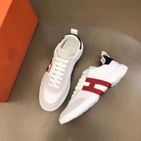 

leather breathable and comfortable casual shoes round toe designer men's shoes luxury sneakers brand trainers seankers asdasdawsasdad, Red;white