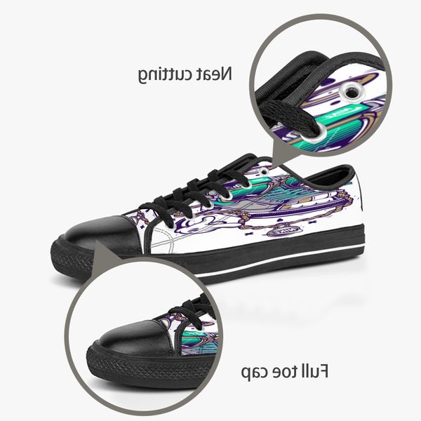 

men women diy custom shoes low canvas skateboard sneakers triple black customization uv printing sports sneakers wangji 156-13