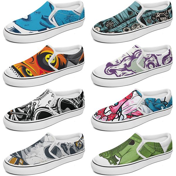 

shoes shoe slip-on casual custom canvas customized sneakers men women blue red yellow classic custom comfortable low platform sneaker color7, Black
