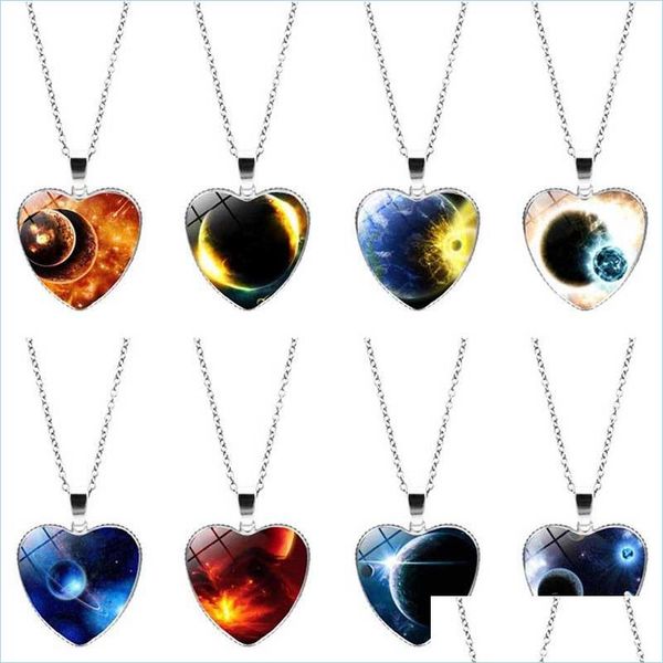 

pendant necklaces universe star moon heart necklace cabochon pendant women fashion jewelry gift drop delivery necklaces pendants dhdpm, Silver