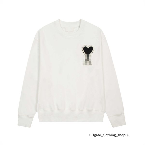 

23s hoodie male and female designers amis paris hooded highs quality sweater embroidered red love winter round neck jumper couple sweatshirt, Black