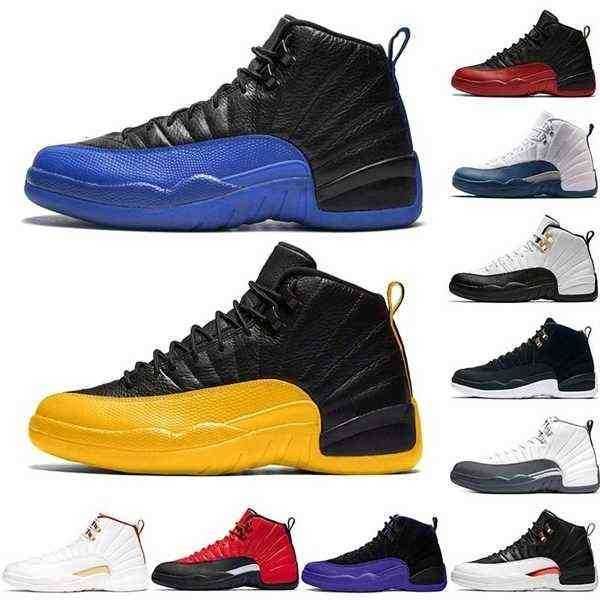 

jumpman 12s men outdoor shoes 12 trainers reverse taxi black dark grey concord flu game french blue mens sports sneaker size 7-13