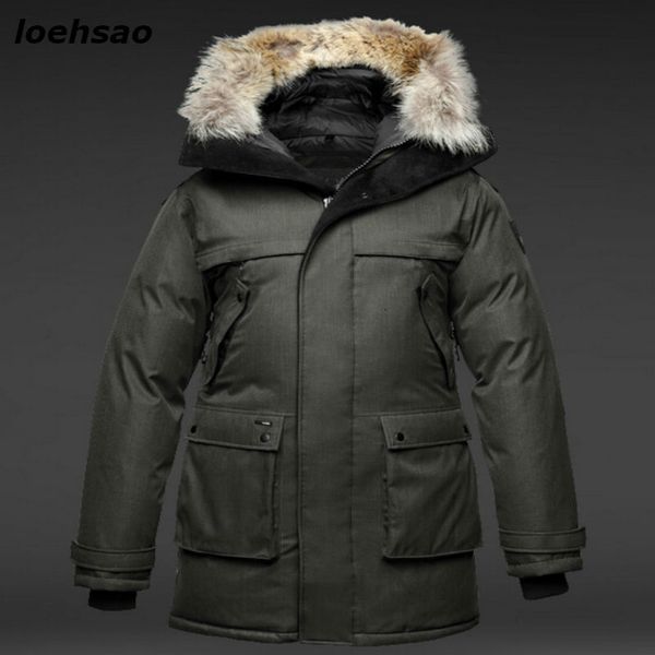

mens down parkas men jacket 90% white duck outerwear winter coats super warm waterproof windproof fur hooded long parkas 221117, Black