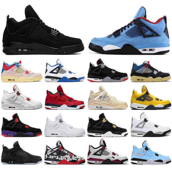 

jumpman basketball shoes 4 4s for men women bred university blue varsity royal cement union sail metallic pack fire red guava ice956s, Black