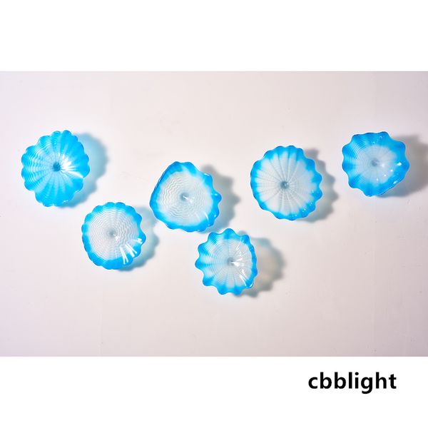 

contemporary sky blue white wall lamps art flower wall sconces dia20-45cm 6pcs/set decorative murano glass plates handicraft for l lobby liv