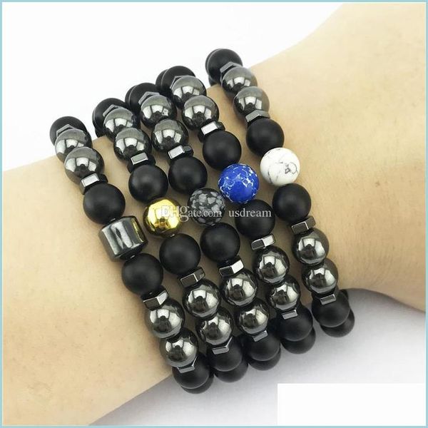 

beaded magenetic hematite beaded strands bracelet imperial jasper turquoise women mens bracelets fashion jewelry gift drop delivery dhgkj, Black