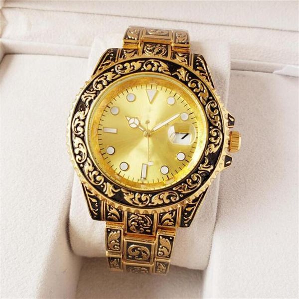 

14 color watch mechanical automatic watch men's stainless steel original buckle presidential fashion men's carved watch348i, Slivery;brown