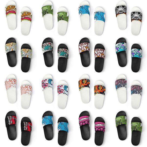 

men women custom slippers shoes artoon animal design diy word black white blue red mens trainer 083