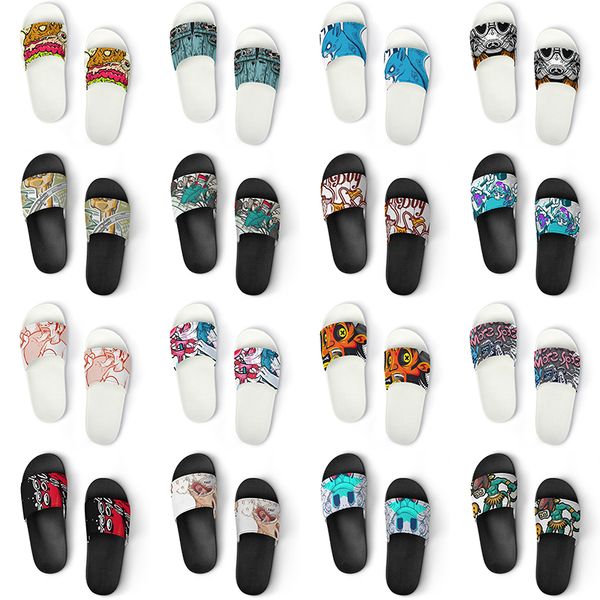 

men women custom slippers shoes artoon animal design diy word black white blue red mens trainer 049