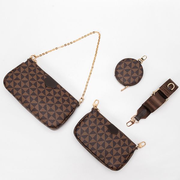 

designer bags fashion mahjong bag women chain shoulder crossbody handbag 3-in-one purse handbags pu leather wallet classic flower coin purse