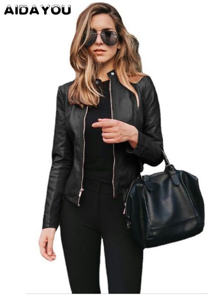 

women's jackets leather jacket motorcycle biker black red brown faux blouse garment outer wear ouc2530 221117, Black;brown