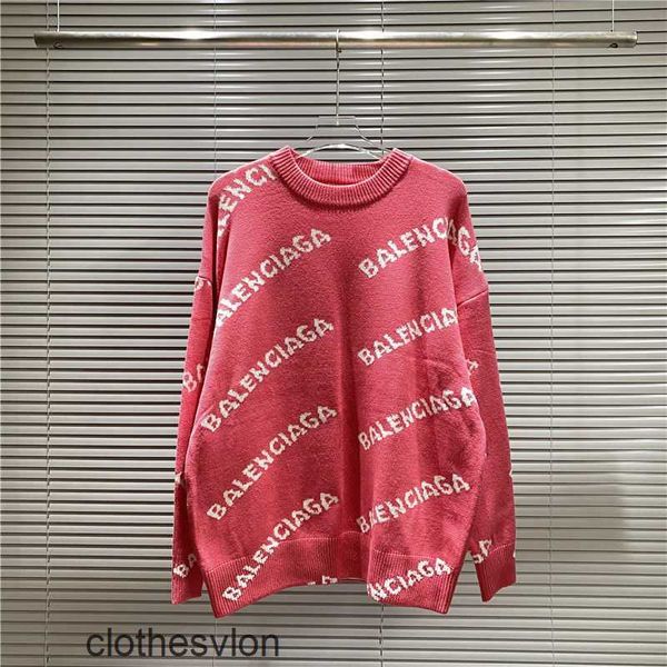 

autumn 2023 balenciga winter show sweaters designer fashion brand letter jacquard sweater men's women's loose round neck imi9, White;black