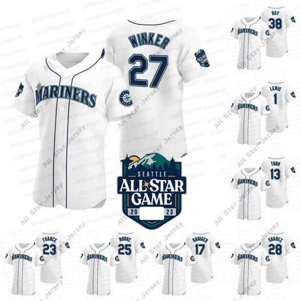 

baseball jerseys 2023 all-star game jersey carlos santana andrew knapp robbie ray eugenio suarez jesse winker adam frazier dylan moore ty fr, Blue;black