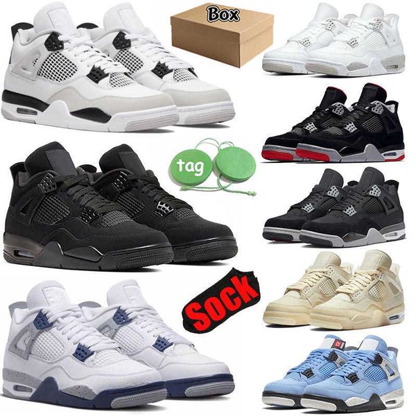 

mens womens basketball shoes 4 4s with box jumpman military black cats canvas sail white oreo university blue fire red thunder bred men