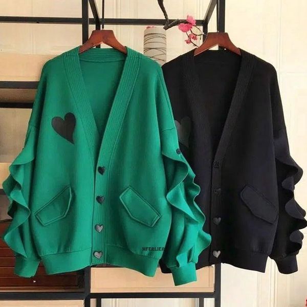 

women's jackets large size 6xl 150kg autumn women hearted coat long sleeve button black green color ladies 221117, Black;brown