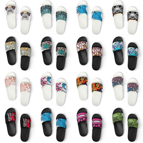 

men women custom slippers shoes artoon animal design diy word black white blue red mens trainer 094