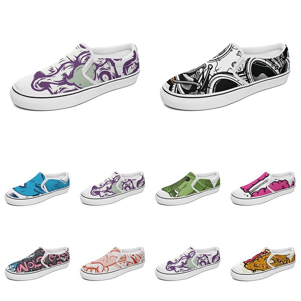 

men women custom slip on canvas shoes anime cartoon animal design diy word black white blue red outdoor mens trainer 198