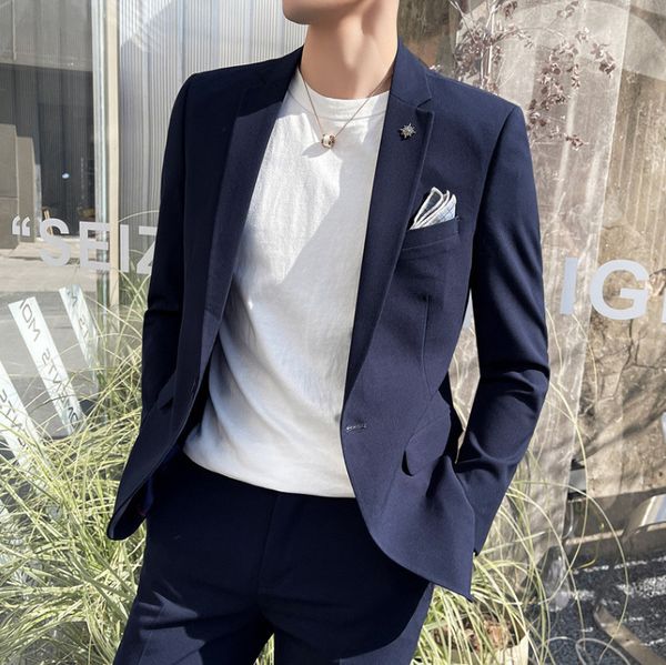 

mens suits blazers autumn suit casual slim fit formal single coat 221118, White;black