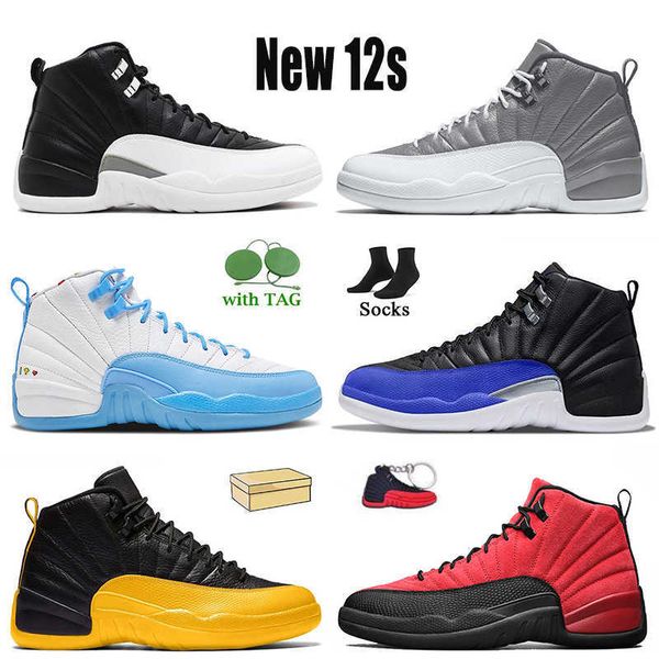 

fashion women mens 12s basketball shoes with box jumpman 12 playoffs stealth hyper royal university gold reverse flu game arctic punch, Black