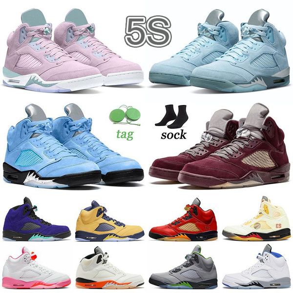 

basketball shoes jumpman 5 burgundy mens womens og 5s unc aqua white sail blue bird ragin bulls metallic sliver paris muslin concord alterna