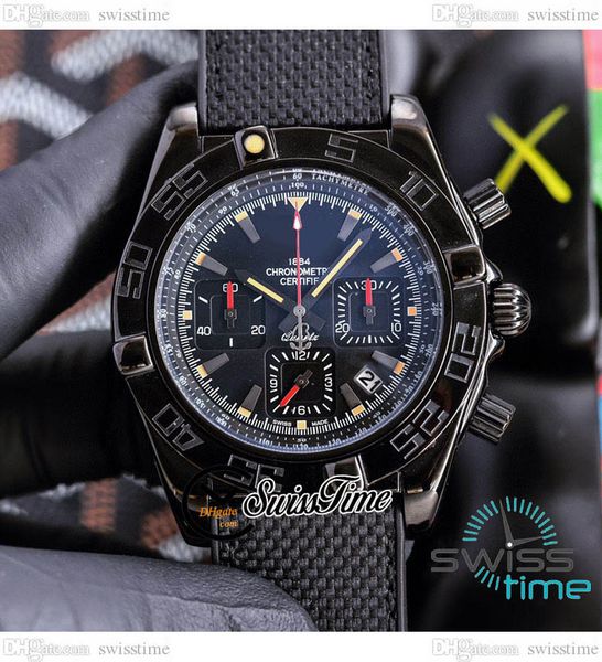 

night mission miyota quartz chronograph mens watch v13317101b1x1 pvd steel black dial stick markers rubber strap satch watches swisstime c14, Slivery;brown