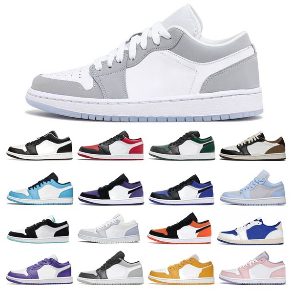 

man woman basketball shoes 1s 1 low cut wolf grey fragment unc gold toe toe island green jogging mens trainers sports sneakers size 36-46
