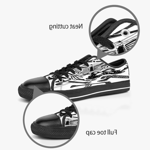 

men women diy custom shoes low canvas skateboard sneakers triple black customization uv printing sports sneakers houzi 182-332