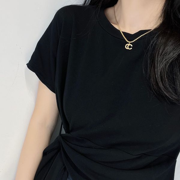 

popular designer fried dough twist chain necklace exquisite fashion pendant necklaces luxury brand gold plated long chain design gift for wo, Silver
