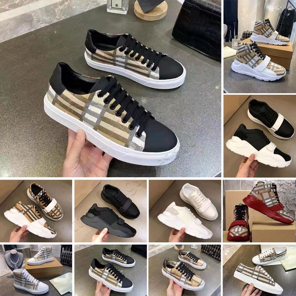 

2023 casual shoes trainers shoe fashion trainer sneakers real leather classic plaid berry stripes for man woman bur color bar 34-44, Black