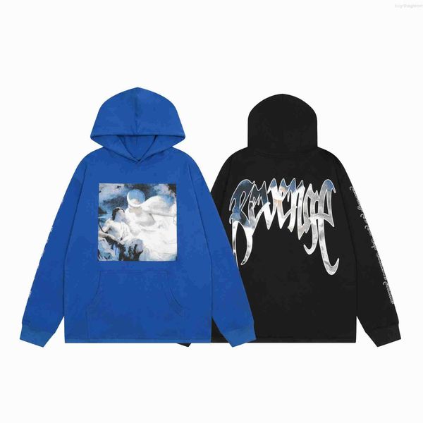 

hoodie for men reveal cotton venge designer brand autumn winter 2022 high street fashion revenge portrait painting print women's plush, Black