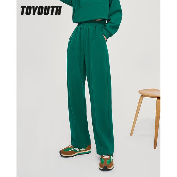 

womens pants capris toyouth women sweatpants autumn elastic waist loose straight trousers green gray casual streetwear sport 221118, Black;white
