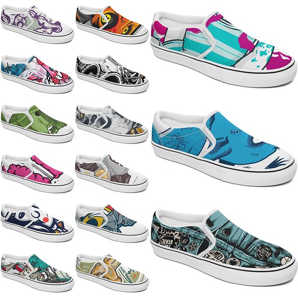 

custom shoes slip-on canvas shoe customized sneakers men women blue red green classic custom comfortable low platform sneaker color54