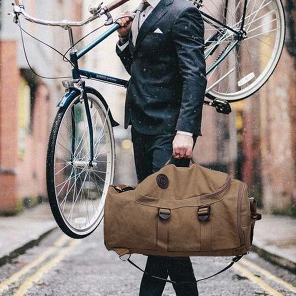 

duffel bags yilian canvas bucket backpack large capacity retro backpack men's leisure travel backpack student hand bag 221118