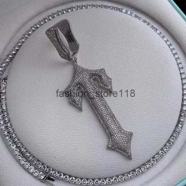 

trapstar pendant necklace designer jewelry hip hop full diamond cuba chain men necklaces 888, Silver
