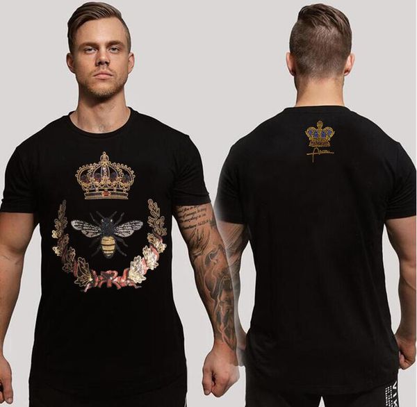 

new handsome rhinestone t shirt men and summer tees clothing, White;black