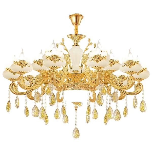 

nordic luxury gold crystal led ceiling chandelier loft villa lustre led pendant lamp living room l hall decor hanging lamps