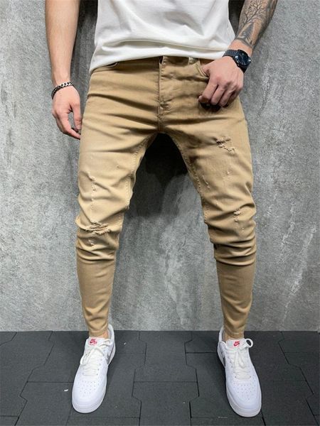 

mens jeans elastic fashion slim skinny casual pants trousers jean male green black blue 221118