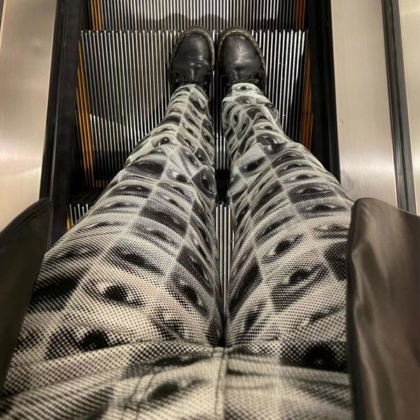 

women s pants s retro loose pants fashion high waist slim wide leg eye print quality simple korean casual straight y2k 221118, Black;white