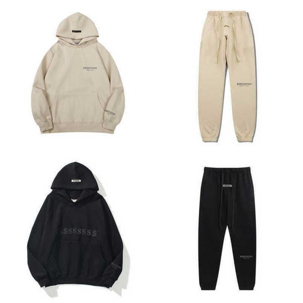 

men's brand luxury tracksuits sweatshirts letter esss hoodies men women sportswear pants suit hooded sweater casual pullover couple ho, Gray