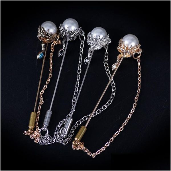 

pins brooches pins brooches 2021 classic mens and womens brooch neogothic imitation pearl punk style inlaid rhinestone fashion jewe dhi3c, Gray