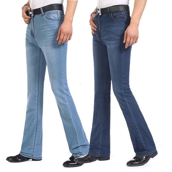 

men's jeans men's business casual boot cut jeans mid waist flares semi-flared bell bottom pants size 27-38 221118, Blue