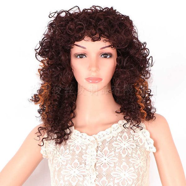 

women's wigs screw hair ffy explosive short small curly chemical fiber high temperature silk head cover, Black